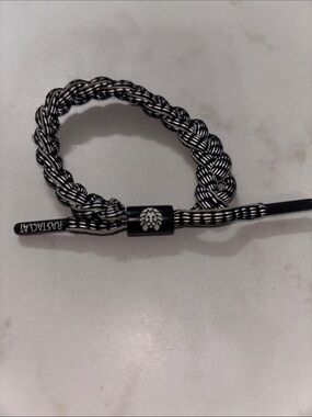 Rastaclat Black & White Braided Bracelet with Logo Bead